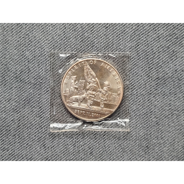 Spirit of America Sept.11 2001 Land of the Free Home of the Brave One Troy Ounce Silver Round