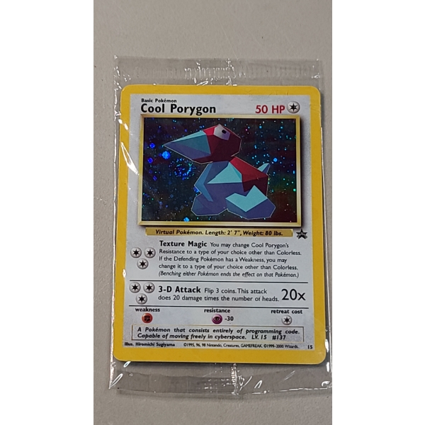 Sealed Pokemon TCG Cool Porygon Wizards Black Star Promo Holo With Swirl #15 Card