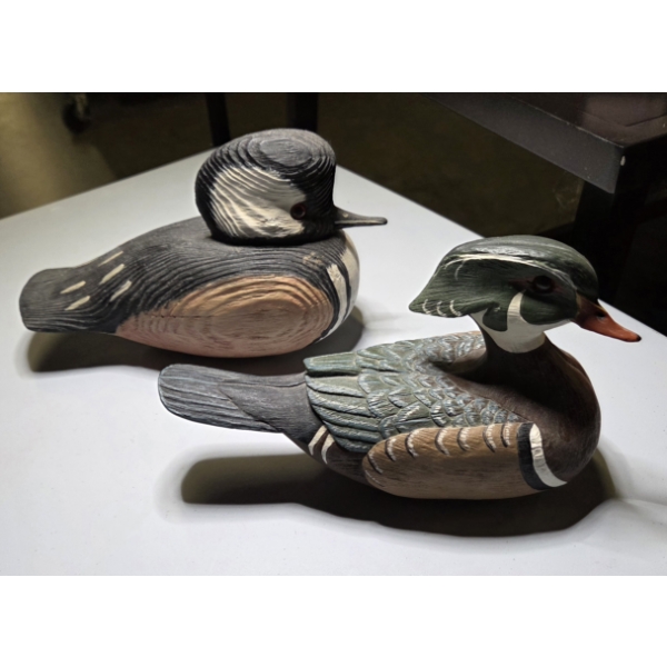 Exquisite Hand Carved Wood Ducks- Wood Duck & Hooded Merganser