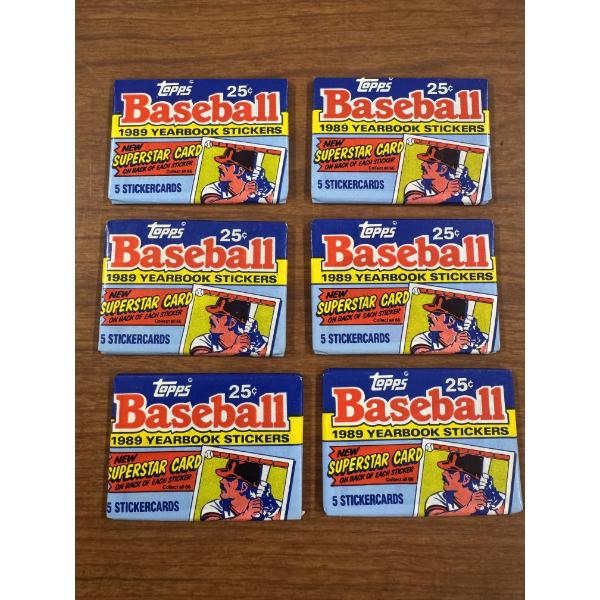 6 - Unopened 1989 Topps Baseball Yearbook Sticker Wax Packs - 5 Sticker Cards Per Pack