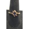 Image 1 : Women's 14K Yellow Gold Marquise-cut Blue Sapphire Ring With Accent Diamonds -Size 6.5 -Weight: 1.8g