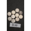 Image 1 : Assorted Years/Mint Marks 90% Silver Roosevelt Dimes - Face Value: $1.00
