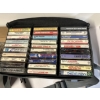 Image 13 : Cassette Player & Case of Cassettes - Emerson Brand - Double Sided Brown Case - Various Cassettes - 