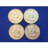 Image 1 : x4 Assorted Years 90% Silver Franklin Half Dollars - Face Value: $2.00