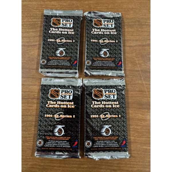 4 - Unopened 1991 PRO SET NHL Hockey Wax Packs - Mint Condition