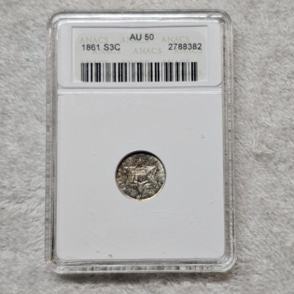 1861 United States 90% Silver Three-Cent Piece
