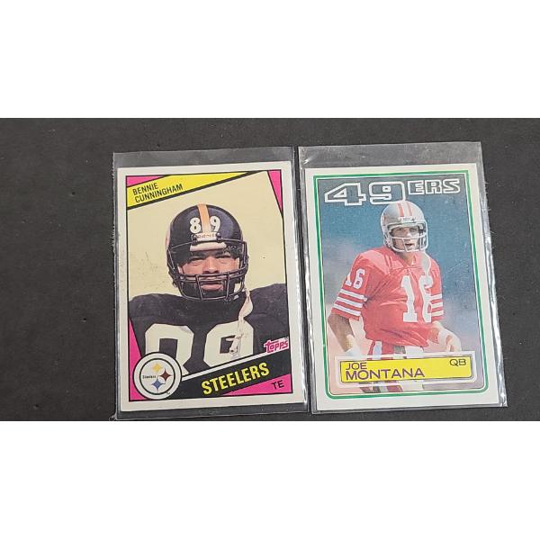 1980's Topps Bennie Cunningham Steelers & Joe Montana 49'ers Football Cards