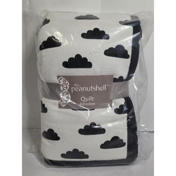 New In Package Baby/Lap Quilt 37''x44'' Classic Black And White Cloud Print