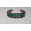 Image 1 : Vintage Sterling Silver Cuff Bracelet with Turquoise Stones - Weight: 29.2g