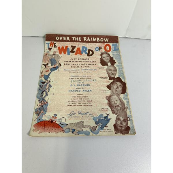 Vintage 1939 sheet music cover for the song "Over the Rainbow" - Wizard of Oz 
