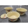 Image 2 : Rare Vintage Quilted Pattern Ceramic Mini Casserole Dish With Lid & 2 Matching Bowls