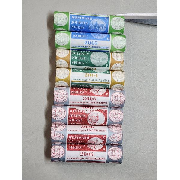 (8) Rolls of 2004-2006 Westward Journey Jefferson Nickels FV: $16.00