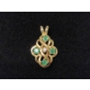 Image 1 : Beautiful 14K Yellow Gold Pendant with Emerald Gemstones and Diamond TW: 2.1g