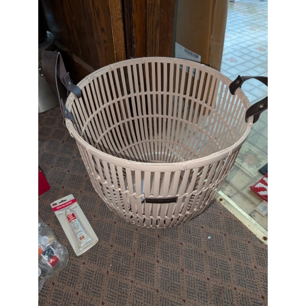 Large wooden Laundry Basket With Sewing Items & More