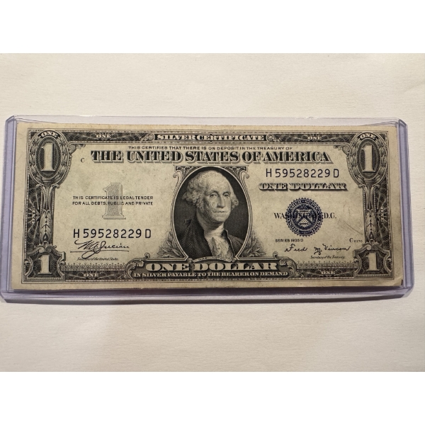 1935-B United States Washington $1.00 Silver Certificate In Protective Holder - Blue Seal - Mint