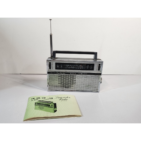 Excellent Vintage Ross Jubilee 3-Band AM/FM/SW Transistor Radio w/ Original Paperwork 
