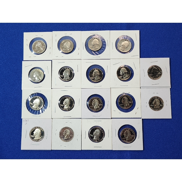 x18 Assorted Clad Proof Washington Quarters FV: $4.50