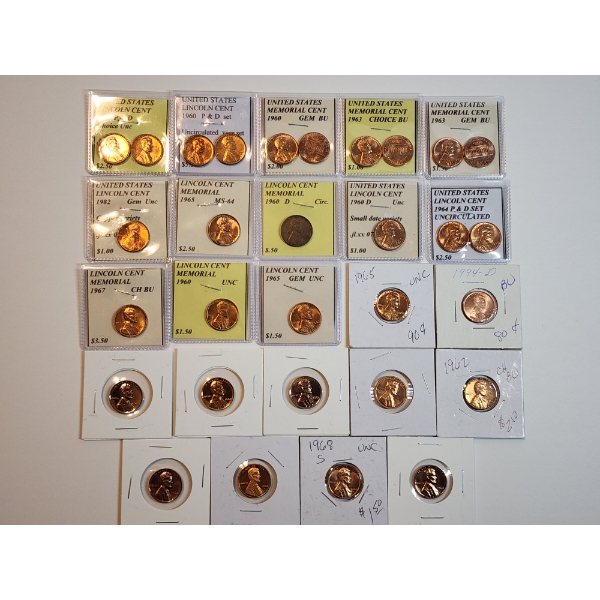 x30 Assorted Years U.S. Cents Including UNC, GEM BU, Choice BU, Variety - Great Collection! 