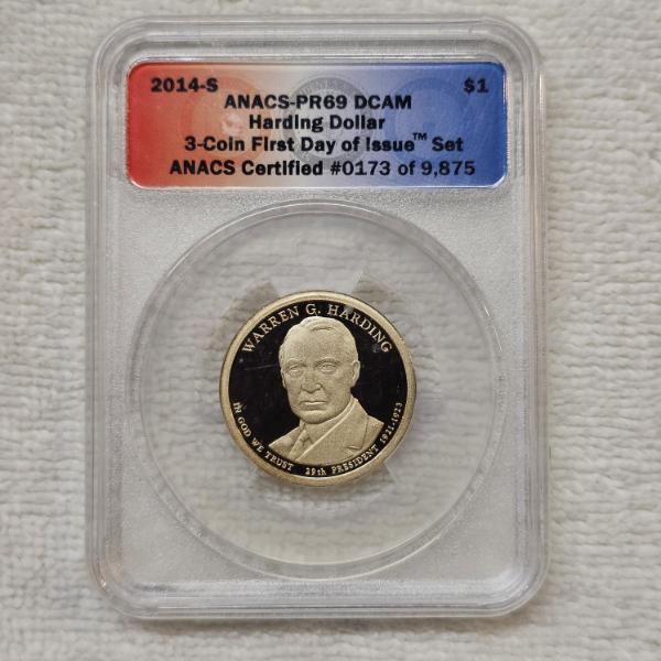 2014-S Warren G. Harding Presidential Dollar Graded as PR69 DCAM by ANACS