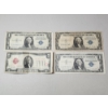 Image 1 : 4 U.S. Notes: (3) $1 Silver Certificates: 1935-H, 1935-D, 1957-A & (1) 1928-G $2 Red Seal 
