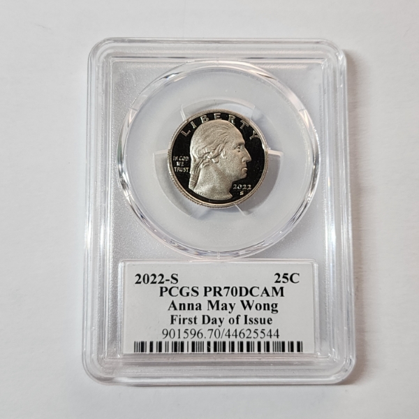 PCGS PR70 DCAM 2022-S Anna May Wong Quarter FDOI Signed by Stephanie Sabin