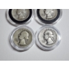 Image 3 : (4) Silver Washington Quarters in Capsules: (3) 1937 & 1940 Face Value: $1.00