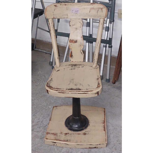 Vintage Small Ice Cream Shoppe Stool / Chair Mounted On Platform