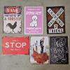 Image 1 : Set Of 6 Assorted Vintage Style Novelty Metal Tin Signs (12x8")