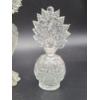 Image 4 : 3 Vintage Glass Perfume Bottles with Stoppers - Gorgeous Leaf Like Designs! 