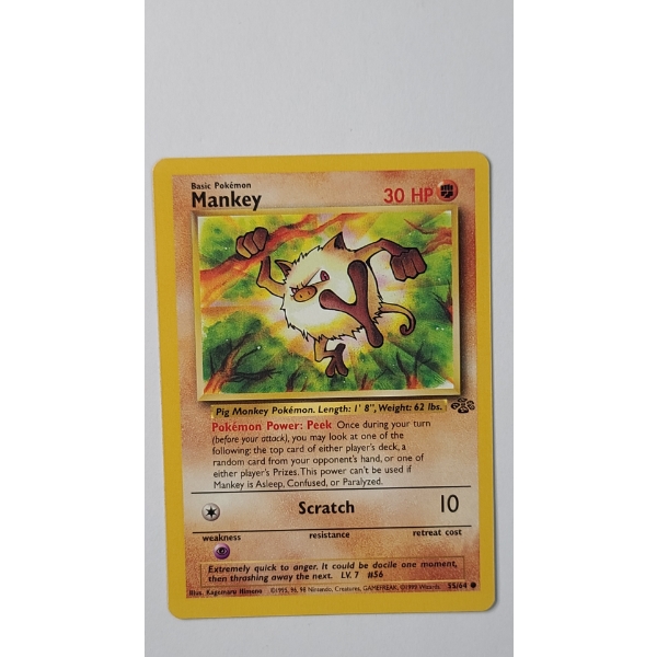 1999 Mankey #55/64 Pokemon Trading Card From The Jungle Set - Near Mint