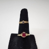 Image 1 : Two 10K Yellow Gold Rings: Blue Stone Size 3, Red Stone Size 7 - Total Weight: 1.7g