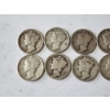 Image 2 : x10 Assorted Years & Mint Marks U.S. 90% Silver Mercury Dimes FV: $1.00