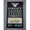 Image 1 : UNCUT United States Currency $2 Bill Sheet Featuring Four Different $2 Notes on One Sheet in Display