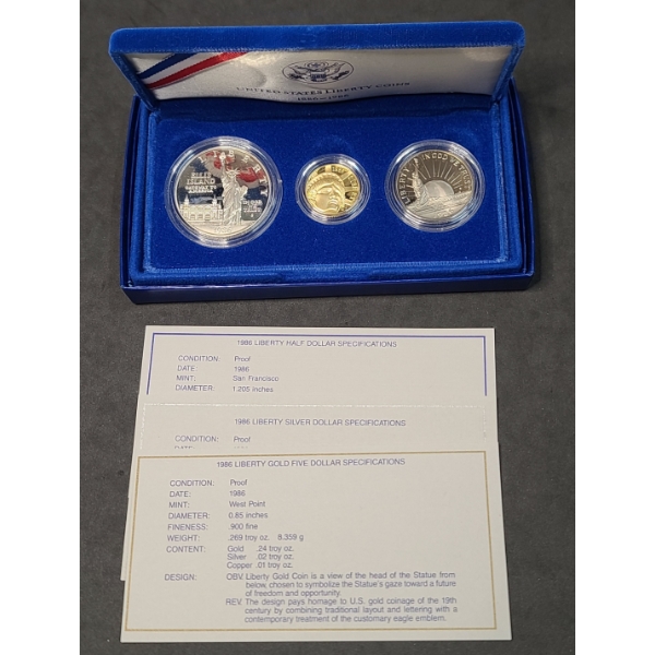 1886-1896 U.S Mint Liberty Gold, Silver & Half Dollar Coin Set 