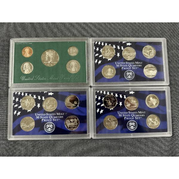 1997 U.S. Mint Proof Set and Three State Quarter Proofs Sets