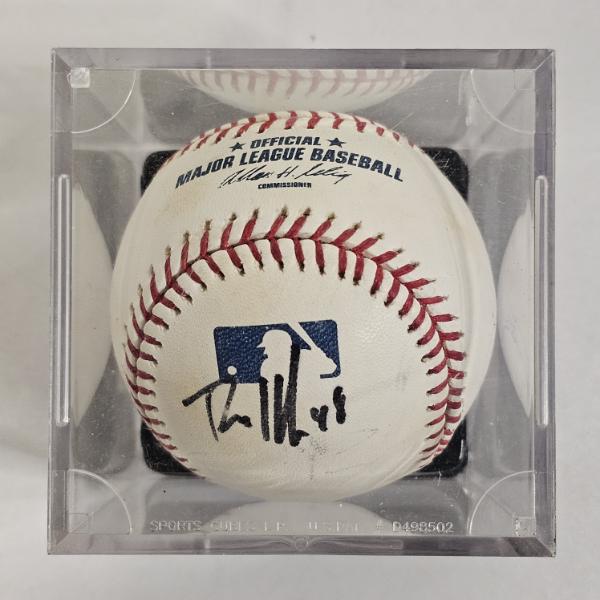 Autographed Torii Hunter Baseball In Display Case