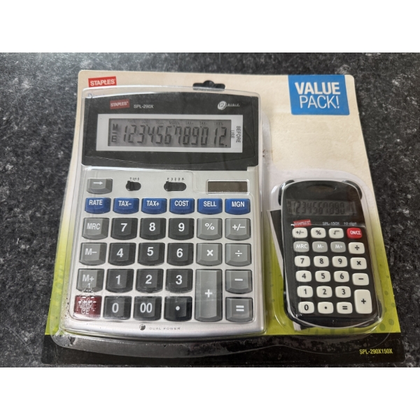 Brand New Staples Calculator Value Pack - Large & Small - Never Used