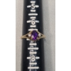 Image 7 : Women's 14K Yellow Gold Ring With Amethyst & Diamonds - Size 7 - Weight: 2.4g