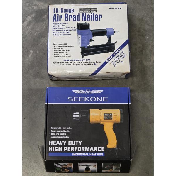 New! 18 Gauge Air Brad Nailer, & Seekone Heavy Duty Heat Gun