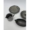 Image 2 : Pewter Tableware - 4 Total Pieces - Scalloped Edge Plate - Pitcher - Trinket Dish - Tidbit Dish