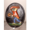 Image 1 : Cast Iron Oval Fire House Fireman Plaque 11" As Shown