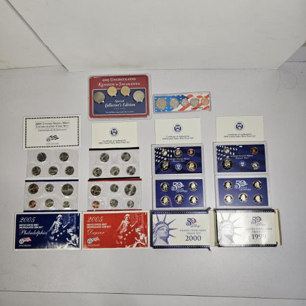 Various United States Mint Annual Proof and Uncirculated Coin Sets