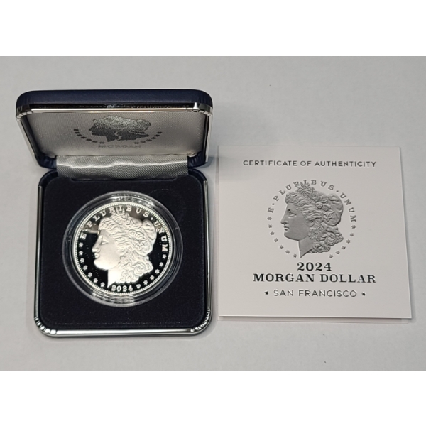 2024-S United States 0.859 Troy Oz .999 Fine Silver Proof Morgan Dollar In Original Box With COA