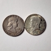 Image 1 : Two 90% Silver United States Half Dollars ~ Franklin & Kennedy ~ $1.00 Face Value