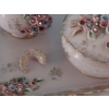 Image 2 : Vintage 5 Pc ladies Dresser Set - Pink Floral Motif - Underplate has been repaired  - see pics 