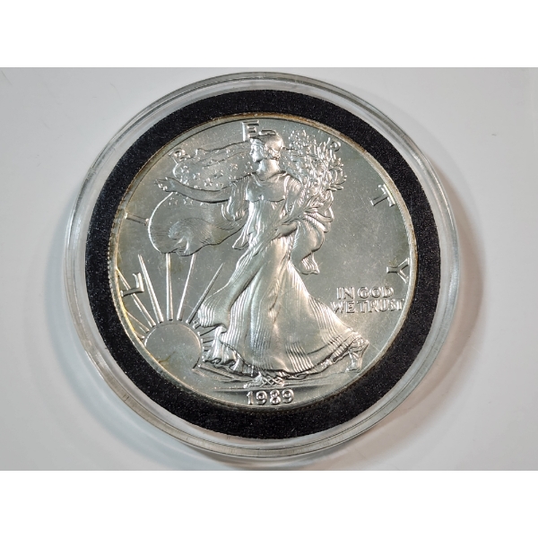 1989 American Silver Eagle - 1 oz .999 Fine Silver Coin - In Capsule 