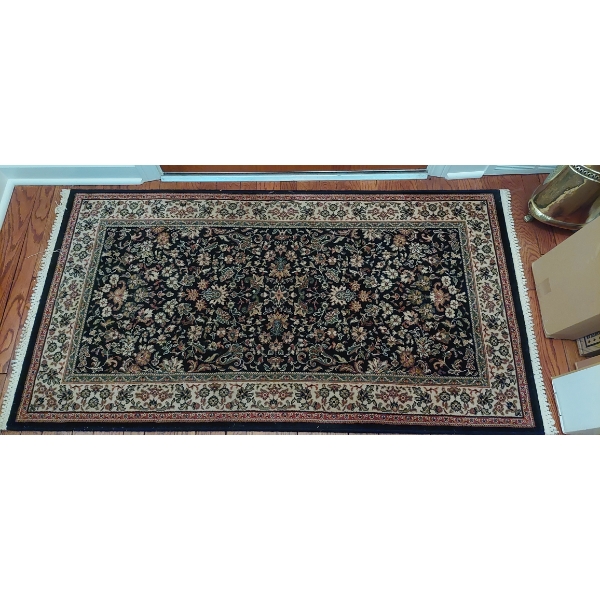 Excellent Conditon 48 x 32 Fringed Hall Carpet Colorful & Intricate Design