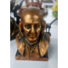 Image 2 : 4 Pcs Various Metal Figures Including Heavy Signed Brass Ben Franklin Bust - See Pics
