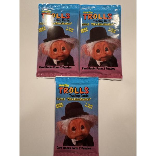 3 - 1992 NORFIN TROLLS Series One Trading Card Wax Packs - Factory Sealed - Unopened - Mint - Hard T