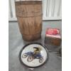 Image 3 : Antique Small Wood Barrel, Tin Tray, Oil Can & Coleman Can